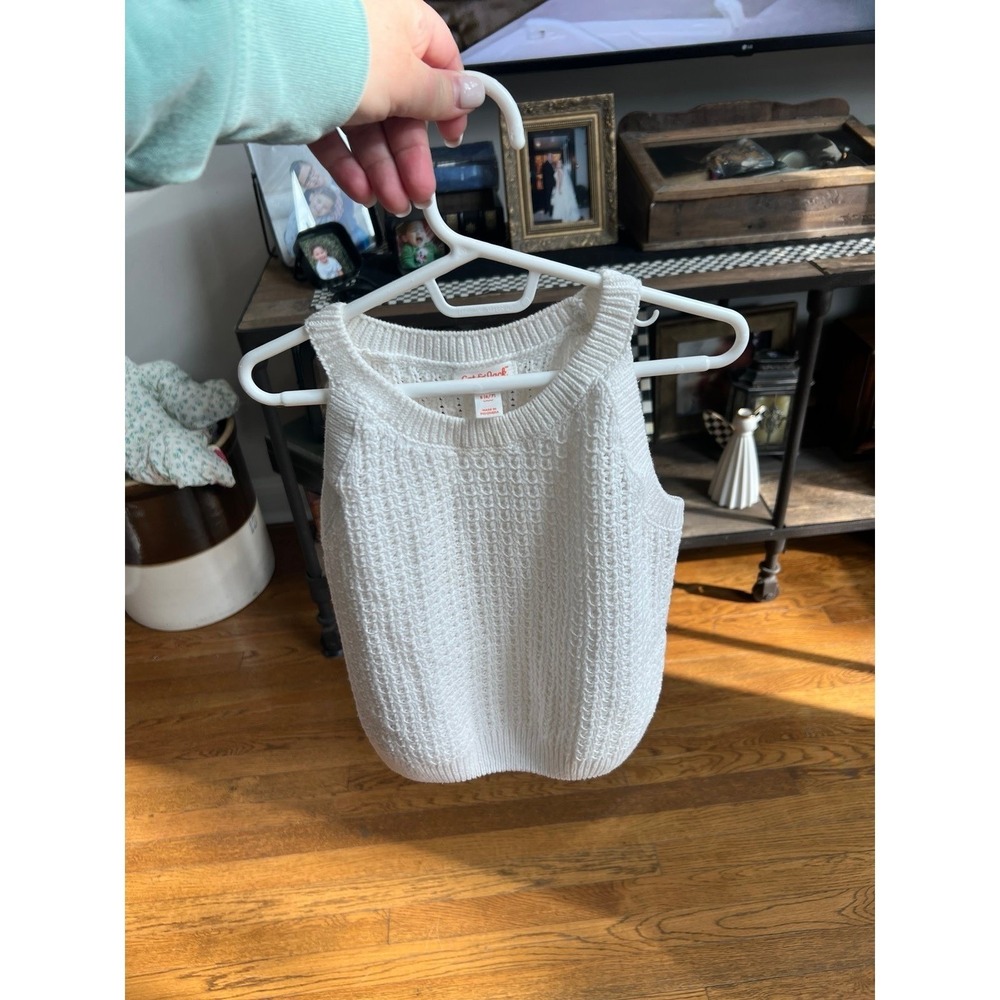 Cat & Jack white knit sweater tank top Girls 6-7
